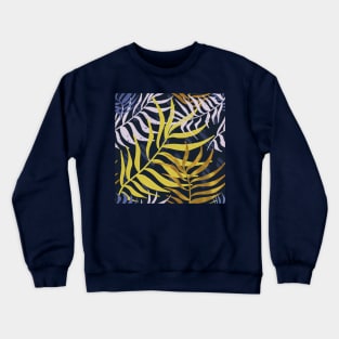 Blue Tropical Leaves Pattern Crewneck Sweatshirt